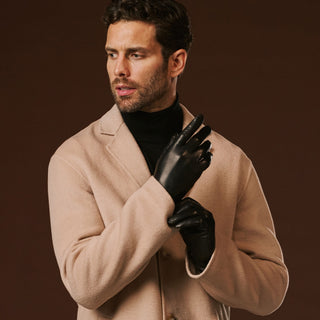 Fabio (black) - Men's classic Italian lambskin leather gloves with pure silk lining - Glamourous Grace