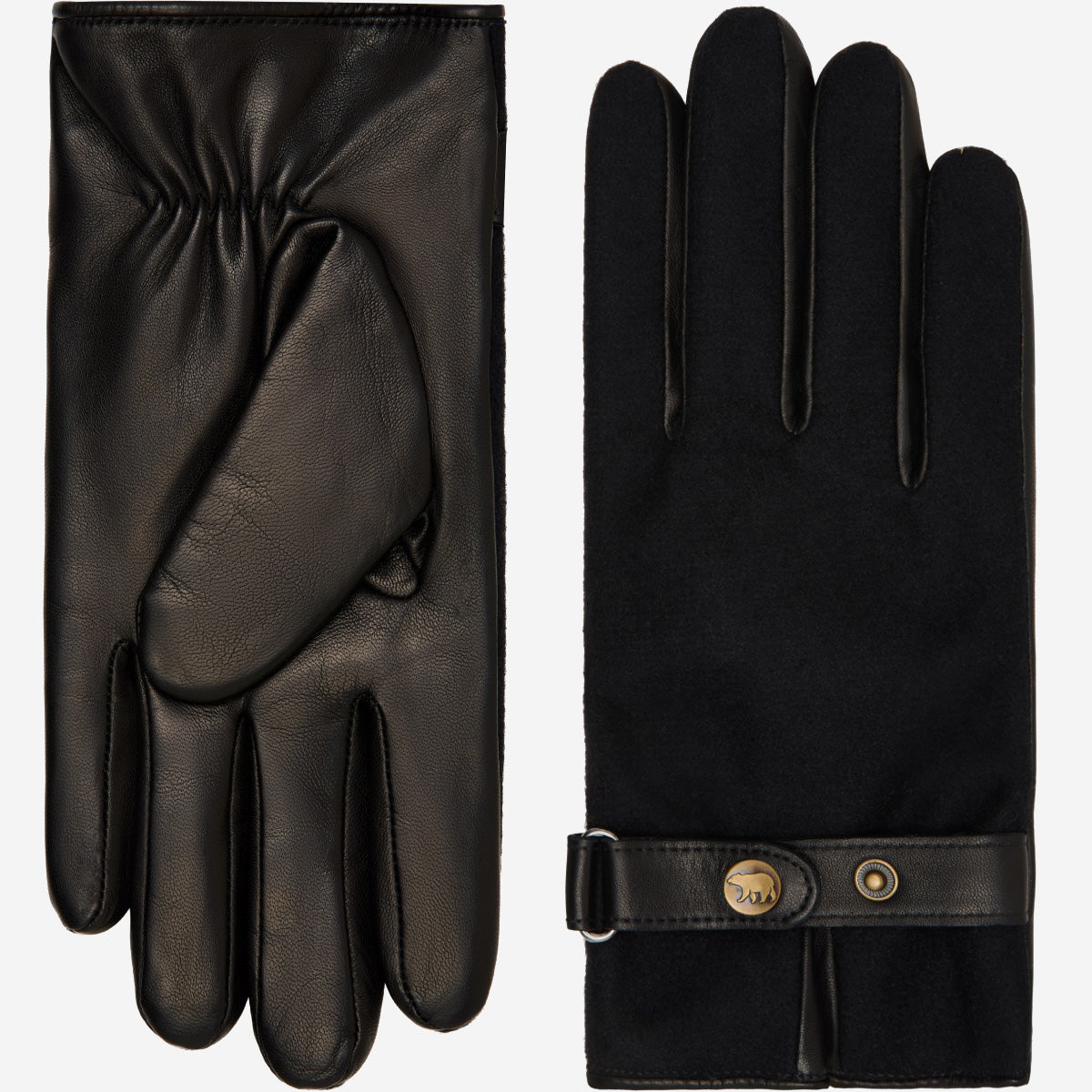 Fabrizio (black) – Tweed men's gloves with touchscreen capability and adjustable snap button - Glamourous Grace