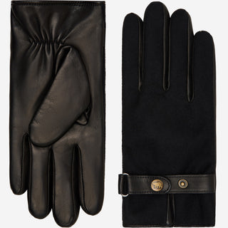 Fabrizio (black) – Tweed men's gloves with touchscreen capability and adjustable snap button - Glamourous Grace