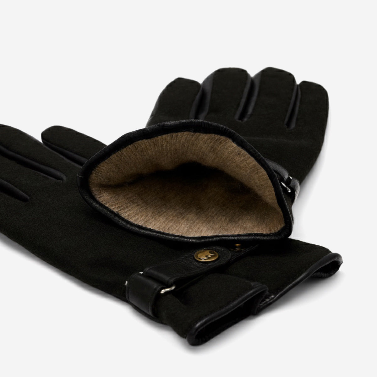 Fabrizio (black) – Tweed men's gloves with touchscreen capability and adjustable snap button - Glamourous Grace