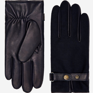 Fabrizio (navy blue) - Tweed men's gloves with touchscreen capability and adjustable snap button - Glamourous Grace