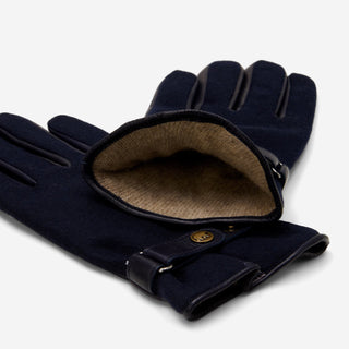 Fabrizio (navy blue) - Tweed men's gloves with touchscreen capability and adjustable snap button - Glamourous Grace