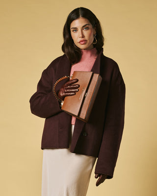 Federica (cognac) - Italian calf leather women's crossbody bag (with shoulder strap) - Glamourous Grace