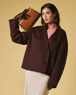 Federica (cognac) - Italian calf leather women's crossbody bag (with shoulder strap) - Glamourous Grace