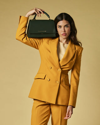 Federica (green) - Italian calf leather women's crossbody bag (with shoulder strap) - Glamourous Grace