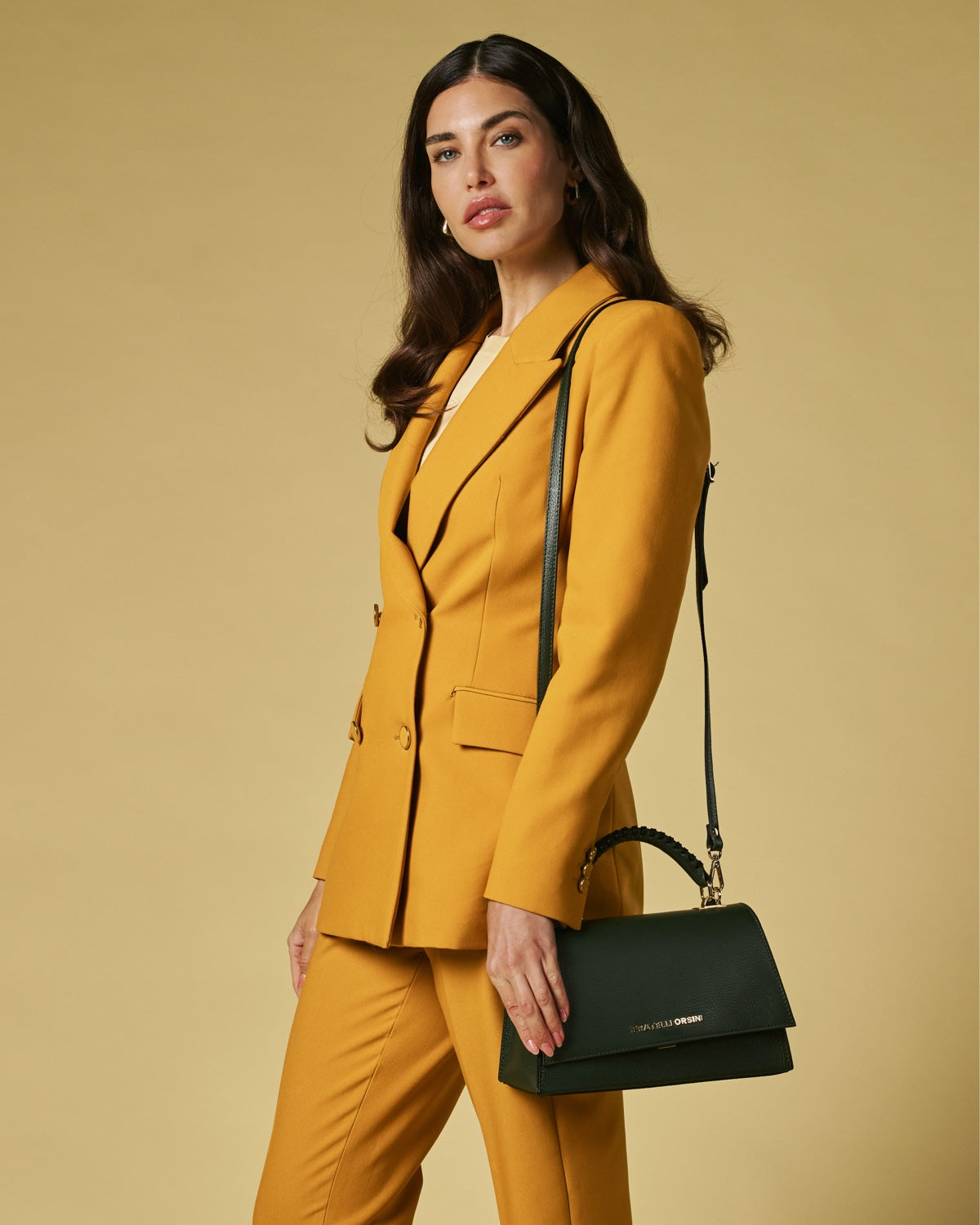 Federica (green) - Italian calf leather women's crossbody bag (with shoulder strap) - Glamourous Grace