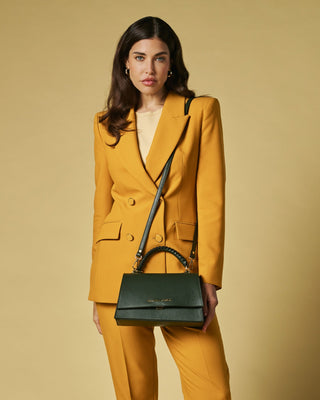 Federica (green) - Italian calf leather women's crossbody bag (with shoulder strap) - Glamourous Grace