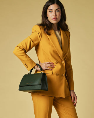 Federica (green) - Italian calf leather women's crossbody bag (with shoulder strap) - Glamourous Grace