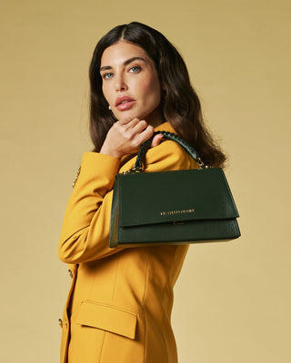 Federica (green) - Italian calf leather women's crossbody bag (with shoulder strap) - Glamourous Grace