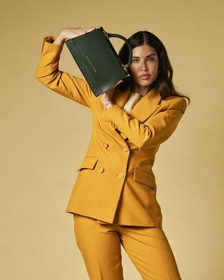 Federica (green) - Italian calf leather women's crossbody bag (with shoulder strap) - Glamourous Grace