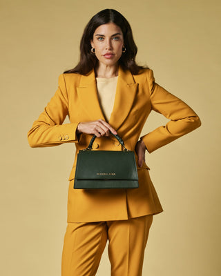 Federica (green) - Italian calf leather women's crossbody bag (with shoulder strap) - Glamourous Grace