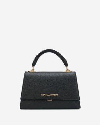 Federica (black) - Italian calf leather women's crossbody bag (with shoulder strap) - Glamourous Grace