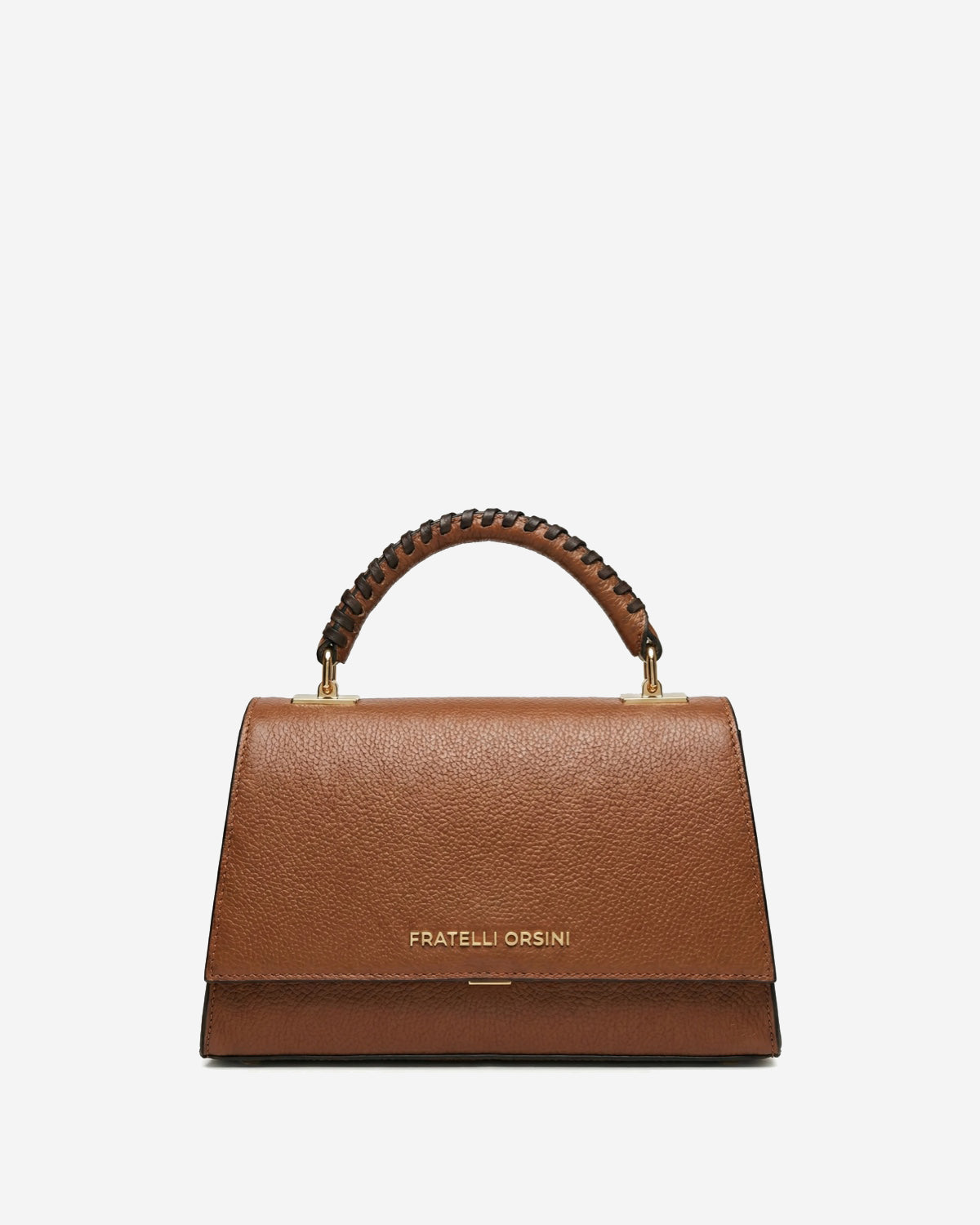Federica (cognac) - Italian calf leather women's crossbody bag (with shoulder strap) - Glamourous Grace