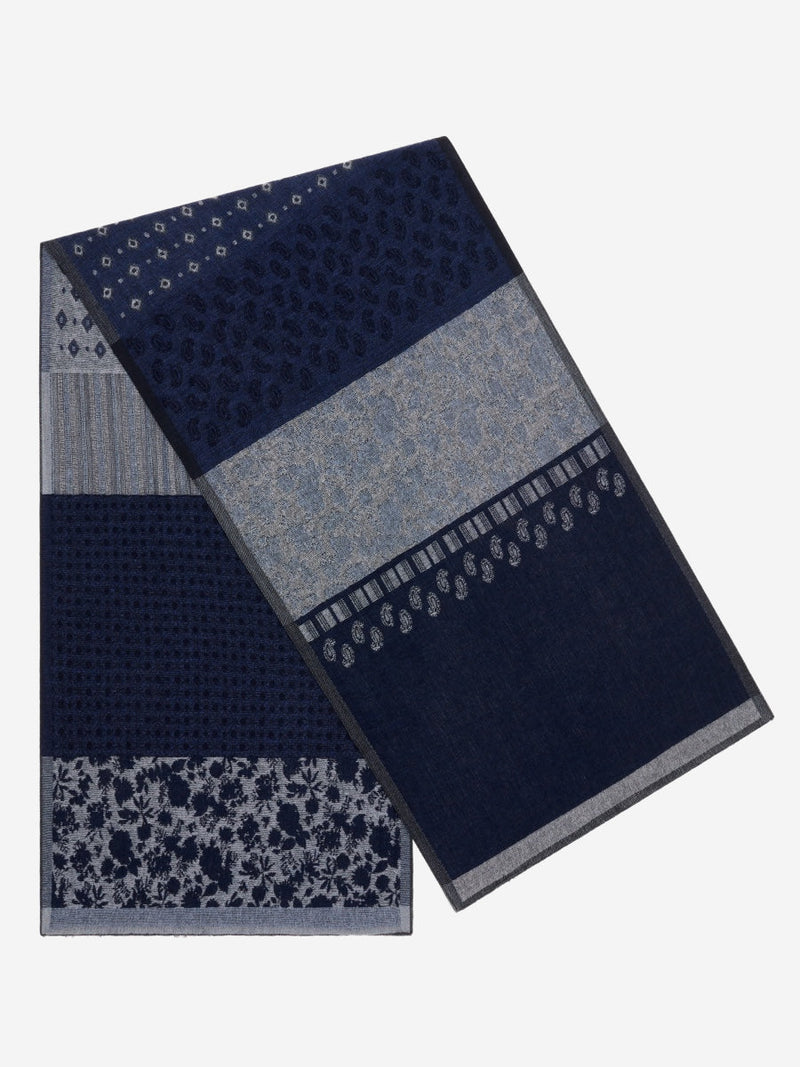 Federico (grey/blue) - Warm and soft Italian scarf from wool blend - Glamourous Grace