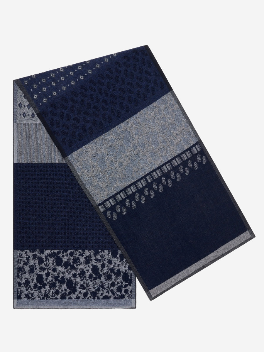 Federico (grey/blue) - Warm and soft Italian scarf from wool blend - Glamourous Grace