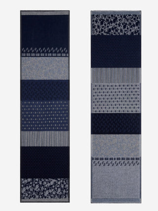 Federico (grey/blue) - Warm and soft Italian scarf from wool blend - Glamourous Grace