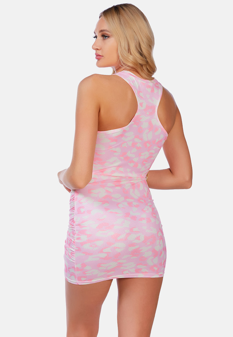Floral Print Ruched Bodycon Dress - Glamourous Grace