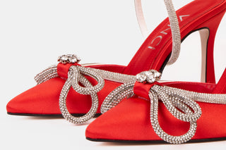 The Floransa Red Leather Pointy Toe Ankle Strap Women Sandal Final Sale! - Glamourous Grace