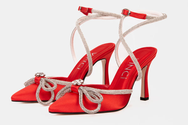 The Floransa Red Leather Pointy Toe Ankle Strap Women Sandal Final Sale! - Glamourous Grace