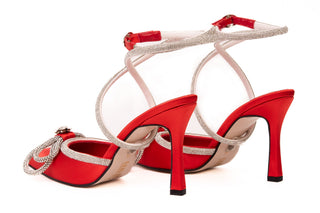 The Floransa Red Leather Pointy Toe Ankle Strap Women Sandal Final Sale! - Glamourous Grace