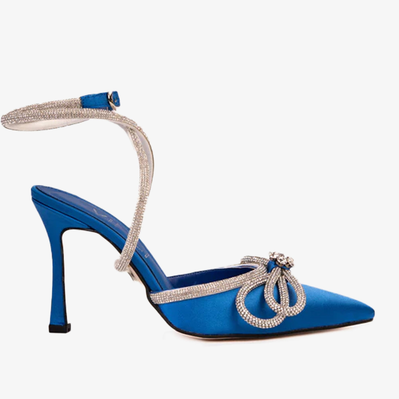The Floransa Sax Blue Leather Pointy Toe Ankle Strap Women Sandal Final Sale! - Glamourous Grace
