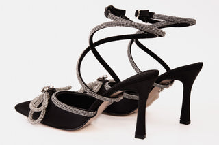 The Floransa Black Leather Pointy Toe Ankle Strap Women Sandal Final Sale! - Glamourous Grace