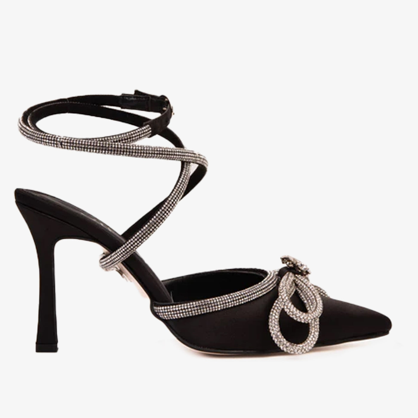 The Floransa Black Leather Pointy Toe Ankle Strap Women Sandal Final Sale! - Glamourous Grace