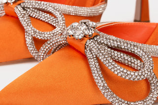 The Floransa Orange Leather Pointy Toe Ankle Strap Women Sandal Final Sale! - Glamourous Grace