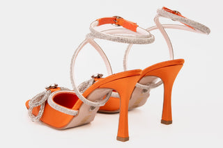 The Floransa Orange Leather Pointy Toe Ankle Strap Women Sandal Final Sale! - Glamourous Grace