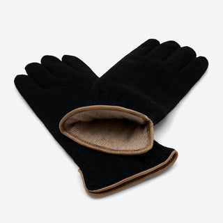 Florentina (black) - Handmade Italian knitted wool gloves with luxurious cashmere lining - Glamourous Grace