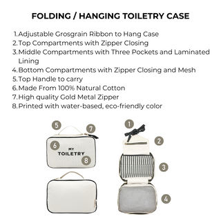 Folding/Hanging Toiletry Case – Cream - Glamourous Grace