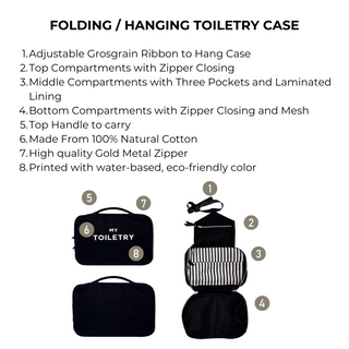 Folding/Hanging Toiletry Case – Black - Glamourous Grace