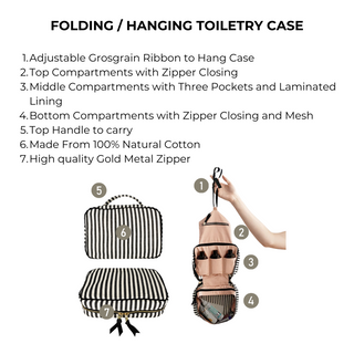 Folding/Hanging Toiletry Case – Striped - Glamourous Grace
