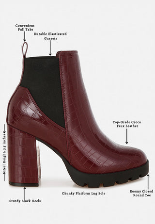 Foxy Faux Leather Croc Chelsea Boots