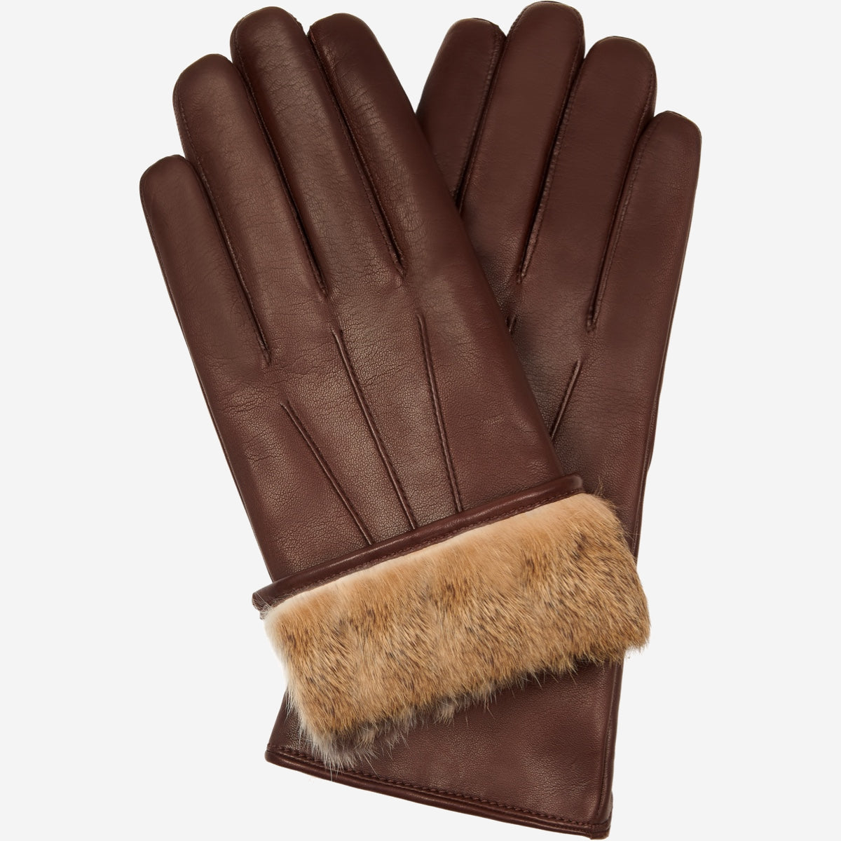 Francesca (brown) - Italian lambskin leather gloves with brown rabbit fur lining - Glamourous Grace