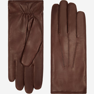 Francesca (brown) - Italian lambskin leather gloves with white rabbit fur lining - Glamourous Grace