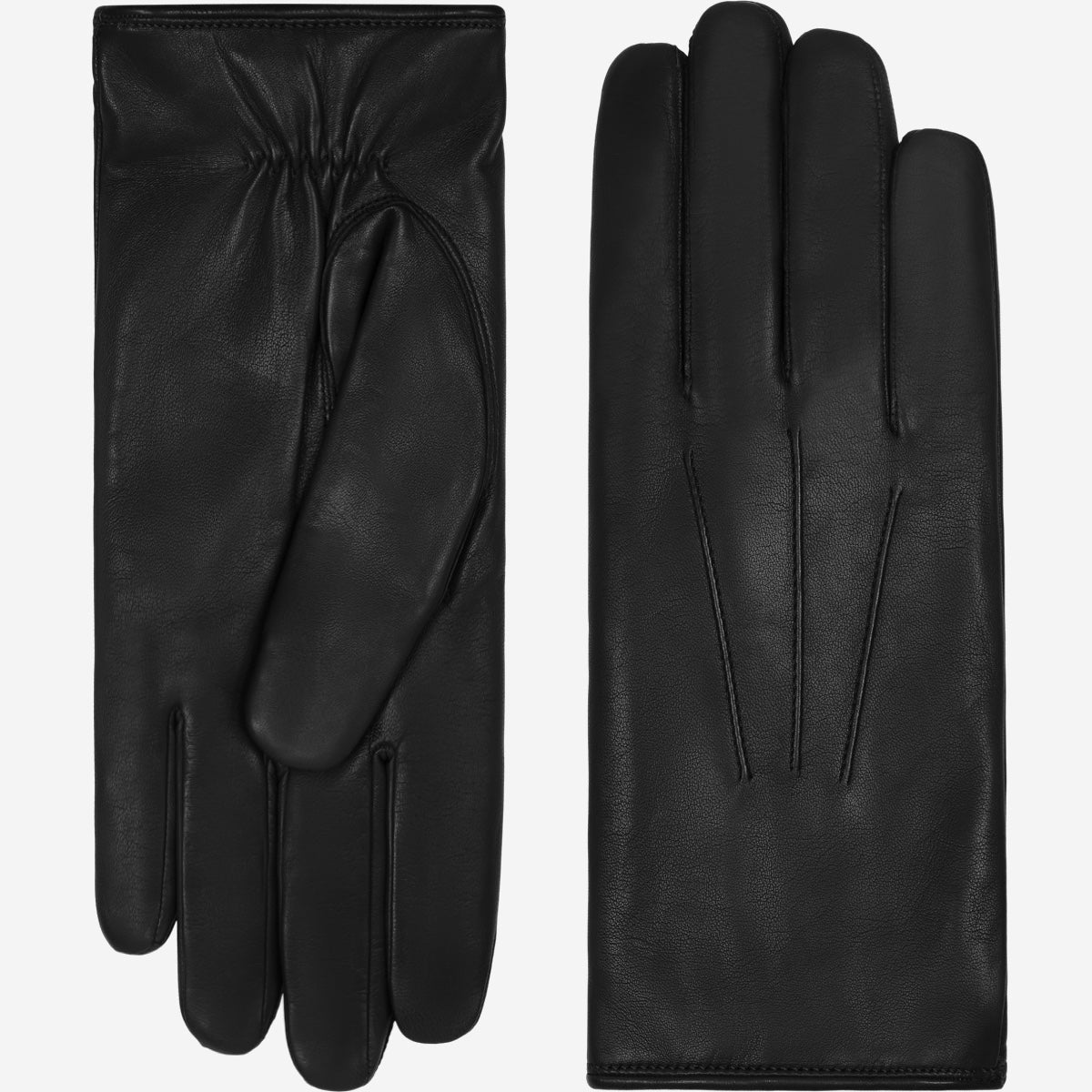 Francesca (black) - Italian lambskin leather gloves with white rabbit fur lining - Glamourous Grace