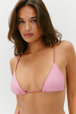 Elena Satin Micro Bikini Top Sunset Pink