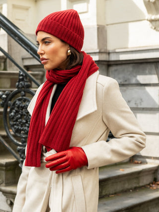 Napoli (red) - Italian 100% cashmere ribbed scarf (unisex) - Glamourous Grace
