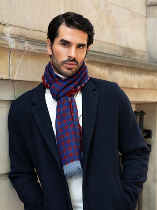 Andrea (red/blue) - Soft and lightweight Italian scarf from 100% wool - Glamourous Grace