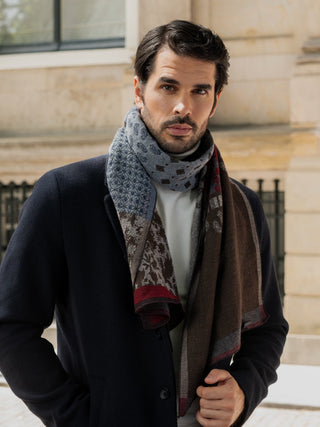 Federico (red/blue) - Warm and soft Italian scarf from wool blend - Glamourous Grace