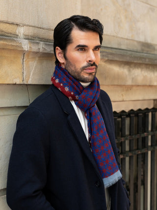 Andrea (red/blue) - Soft and lightweight Italian scarf from 100% wool - Glamourous Grace