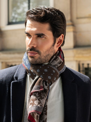 Federico (red/blue) - Warm and soft Italian scarf from wool blend - Glamourous Grace
