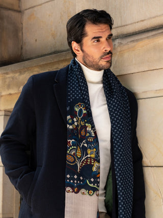 Edoardo (blue) - Soft and lightweight Italian scarf from 100% wool - Glamourous Grace