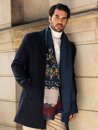 Edoardo (blue) - Soft and lightweight Italian scarf from 100% wool - Glamourous Grace