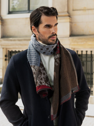 Federico (red/blue) - Warm and soft Italian scarf from wool blend - Glamourous Grace