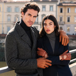 Maria (brown) - Italian driving gloves made of American deerskin leather - Glamourous Grace
