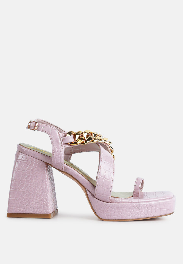Frecklin Metal Chain Block Heel Sandals - Glamourous Grace