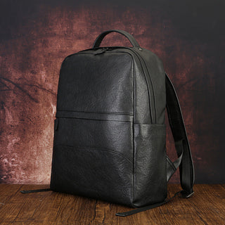 Full Grain Leather Backpack Black Men's Leather Backpack Handmade Travel Backpack