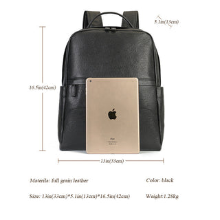 Full Grain Leather Backpack Black Men's Leather Backpack Handmade Travel Backpack